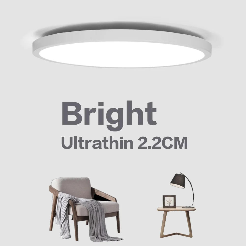 2.2CM 울트라 얇은 천장 조명 Led 110V 220V 실내 천장 조명 18W 24W 현대 패널 조명기구 거실 침실