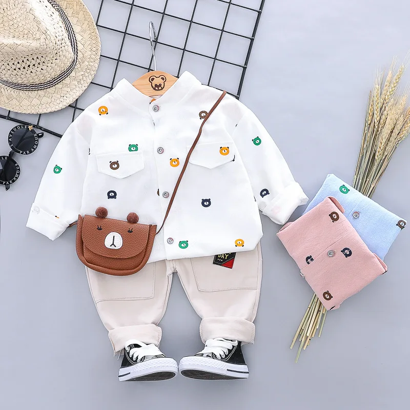 

2019 New Toddler Infant Clothes Suits Autumn Baby Boys Clothing Cartoon Bear Shirt Pants 2Pcs/Sets Kids Children Casual Costume