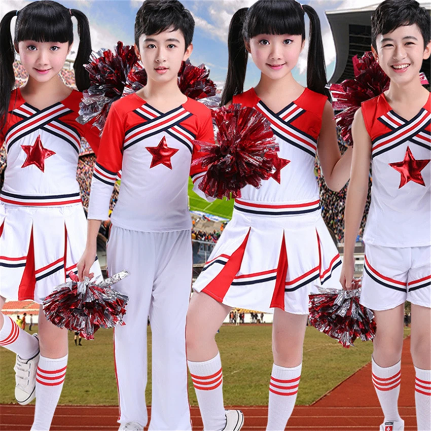 

120-180CM School Dance Costumes Student Cheerleader Uniform Team Competition Sports Gymnastics Kids Stage Performance Clothing