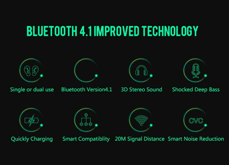 Беспроводные Bluetooth наушники, мини портативные Висячие Наушники, двойные наушники, стерео наушники с шумоподавлением