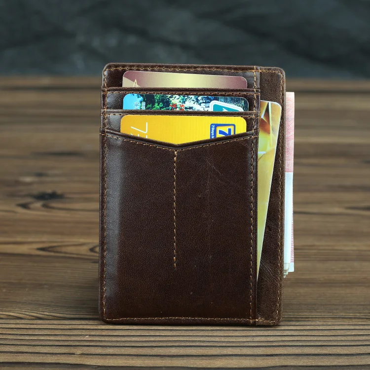 Ретро Натуральная кожа Rfid кредитный держатель для карт кошелек для кредитных карт Rfid блокирующий чехол для кредитных карт