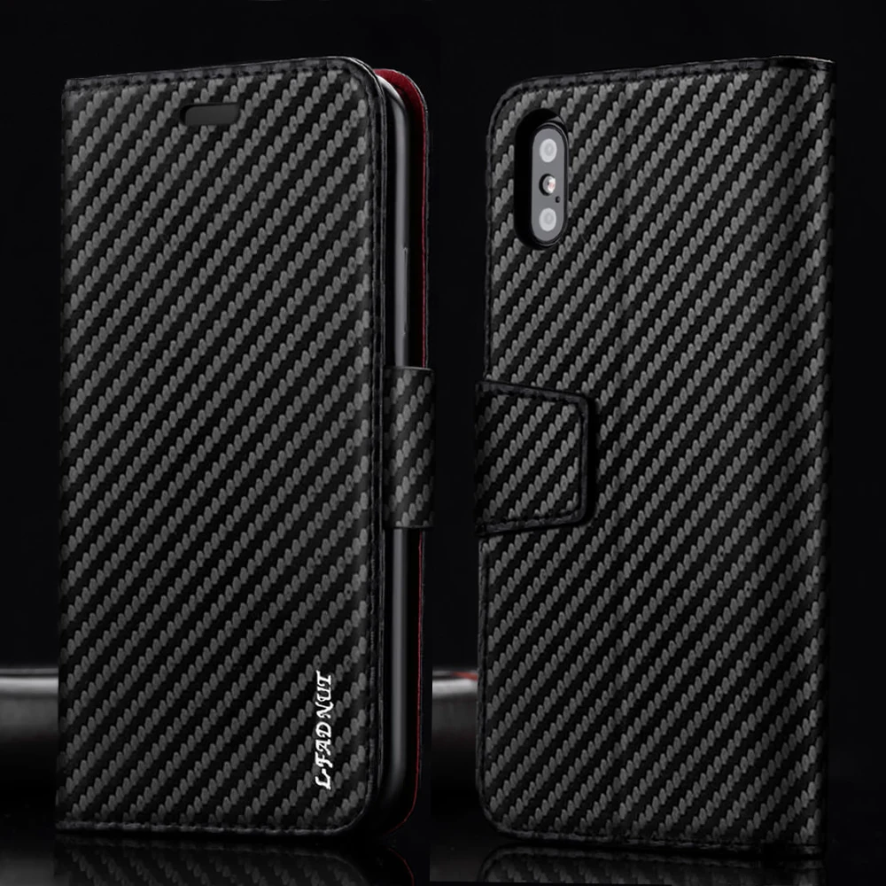 Роскошный кошелек из углеродного волокна чехол для телефона для iPhone 7 Plus 8 6S 6 Plus 5 5S SE кожаный чехол-портмоне с откидной крышкой для iPhone Xr X Xs 11 Pro Max Капа
