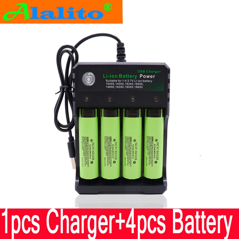2019/18650 литий-ионная аккумуляторная батарея NCR 18650B 3400mAh фонарик инструмент + USB Quad
