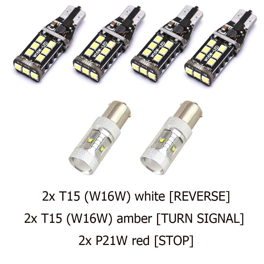 2x T15 W16W белый+ 2x Янтарный+ 2x P21W красный весь задний комплект для Opel/Vauxhall Grandland X