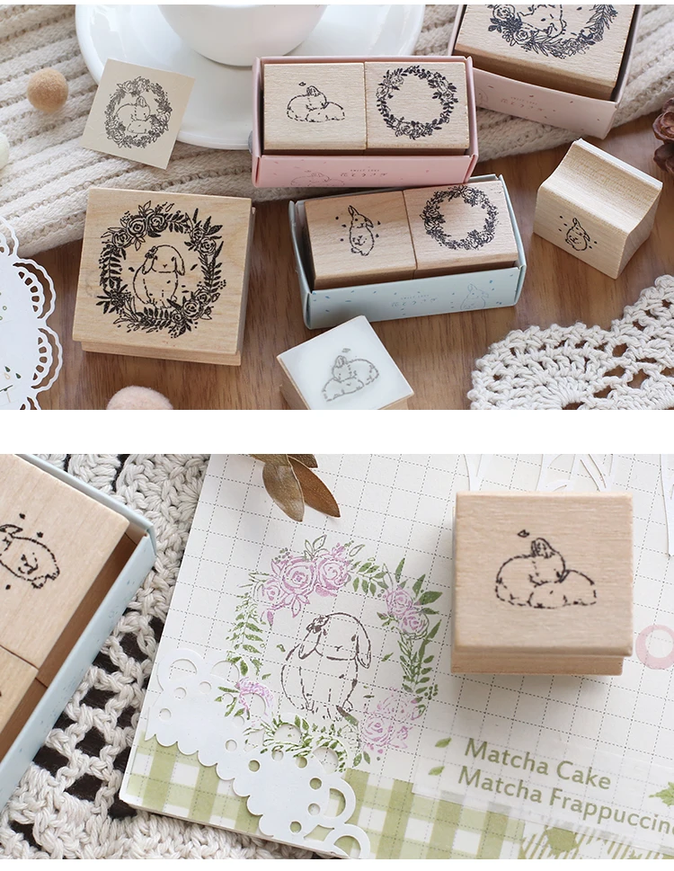 Винтажные лесные животные кролик цветочный штамп набор DIY Деревянные и резиновые штампы для скрапбукинга канцелярские товары Скрапбукинг Стандартный штамп