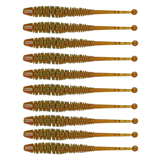 10pcs/Lot Worm Soft Fishing Lures Jig Wobblers 6cm 0.6g Shrimp Odor Additive Silicone Artificial Baits Bass Carp Pesca Tackle E