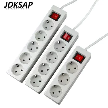

2 Round Pin EU Plug 3M Extension Cable Socket 250V 10A 3/4/5 Outlet AC Power Strip Socket Charger Wall Socket With Switch