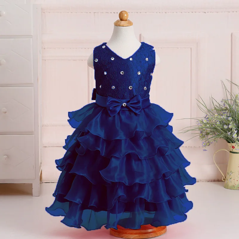 AliExpress детское платье принцессы с v-образным вырезом пышное свадебное платье Детская рубашка с бантом