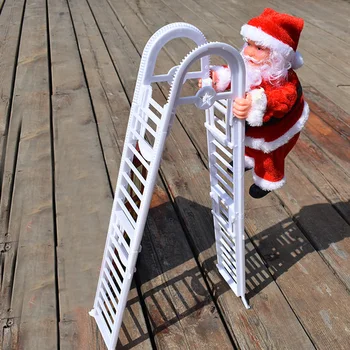 

Gift Battery Operated Singing Santa Climbing Ladder With Presents Bag Drop Ornament Tree Hanging Christmas Decor Door Window