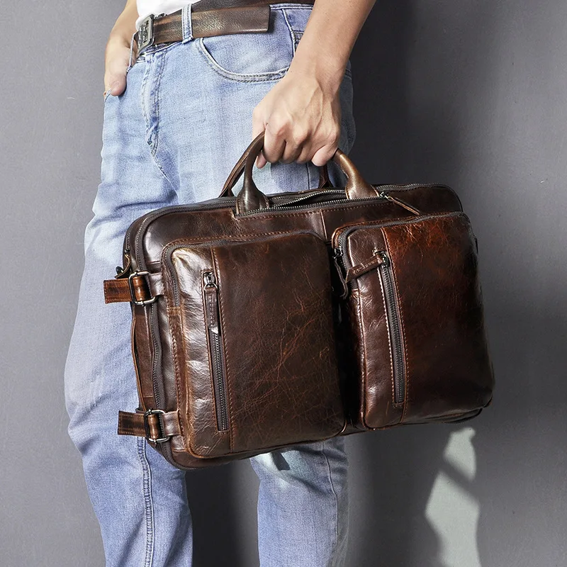 Винтажный Мужской рюкзак из натуральной кожи Rugzak Mannen Plecak Skorzany Mochila Masculina Luxo Couro legimo Impermeavel