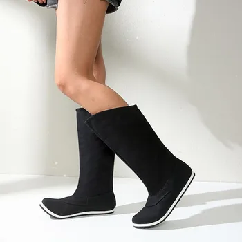 

COOTELILI Shoes For Women Soft Fall Winter Boots Botines Mujer Comfortable 2cm Heel Boots For Ladies Slip On Women Shoes 34-44