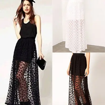 2016 сексуальные женские Дамские Ретро марлевые длинные юбки в горошек с