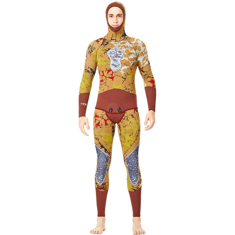 Yellow camouflage Dive& sail камуфляж 5 мм неопреновый гидрокостюм для Мужчин гидрокостюм для дайвинга утолщенный термальный Сноркелинг серфинг купальный костюм - Цвет: Yellow camouflage