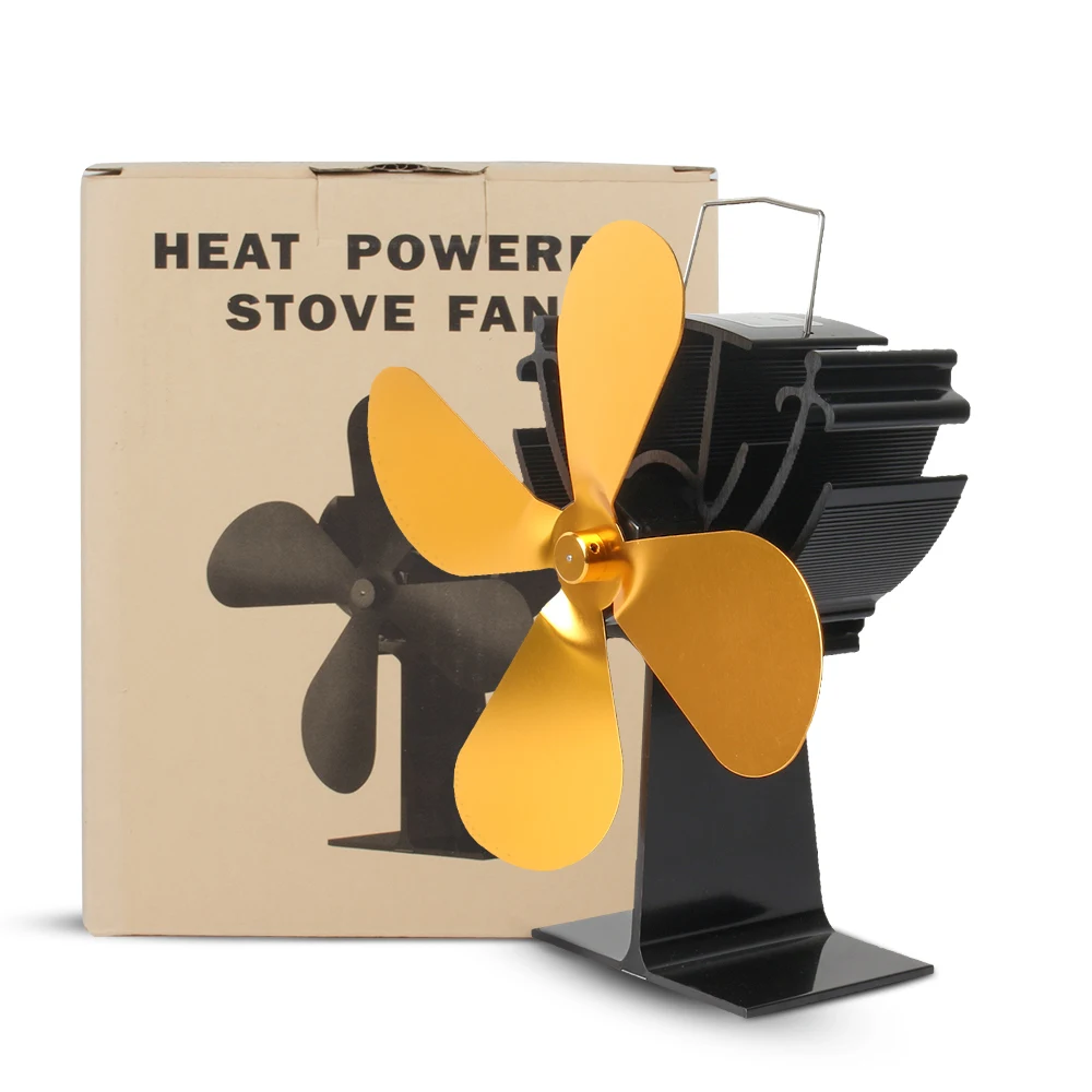 Efficient 4 Blade Heat Powered Stove Fan Log Wood Burner Eco Friendly Quiet Home Fireplace Fan Heat Distribution Fuel Saving