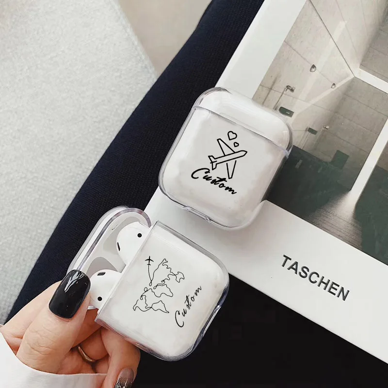 Мягкий чехол для наушников Trip Apple Airpods 1/2 защитный сделай сам прозрачный с картой