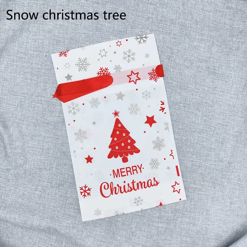 Snow christmas tree Для рождественской вечеринки сумки подарок посылка фестиваль вечерние поставки 15x23,5 см вечерние свадебные украшения 10 шт./упак. конфетная сумка Счастливого Рождества - Цвет: Snow christmas tree
