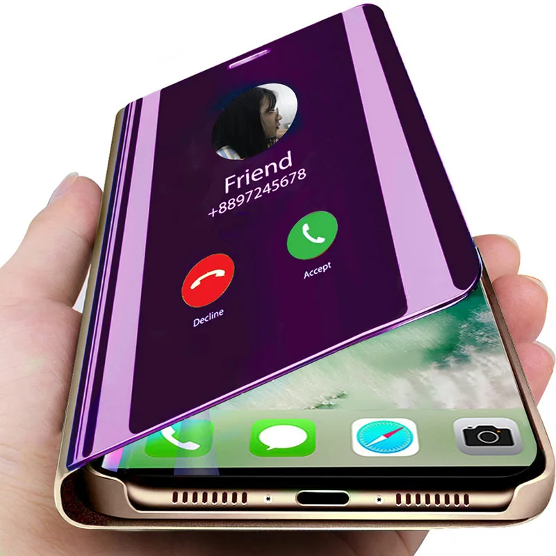 

Smart Mirror Flip Phone Case for Huawei Y5 Y6 Y7 Y9 Prime 2019 P Smart Plus Z Honor 10 20 20i Lite Clear View for Nova 4 5 Pro