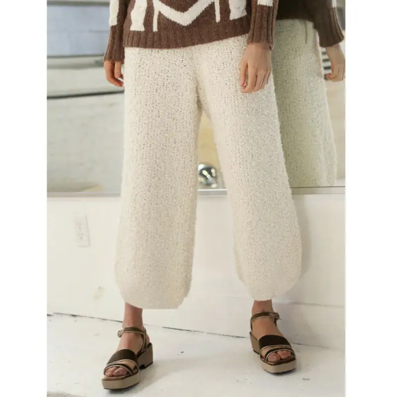 

Women Girl Winter Warm Faux Fur Pants Casual Sport Fleece Leggings Ladies Solid Wide Leg Pants Warm Thicken Home Wear