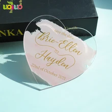 Акриловая свадебная открытка в форме сердца на заказ, открытки на день рождения, прозрачные Пригласительные открытки