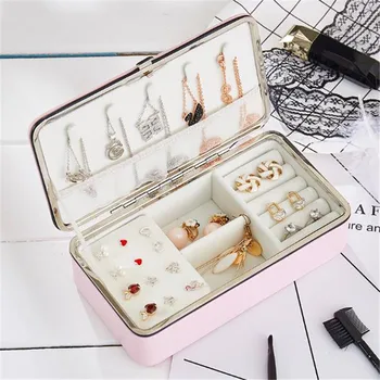 

PU Leather Long Jewelry Storage Box Ring Bracelet Earring Necklace Ornaments Portable Travel Organizer Case