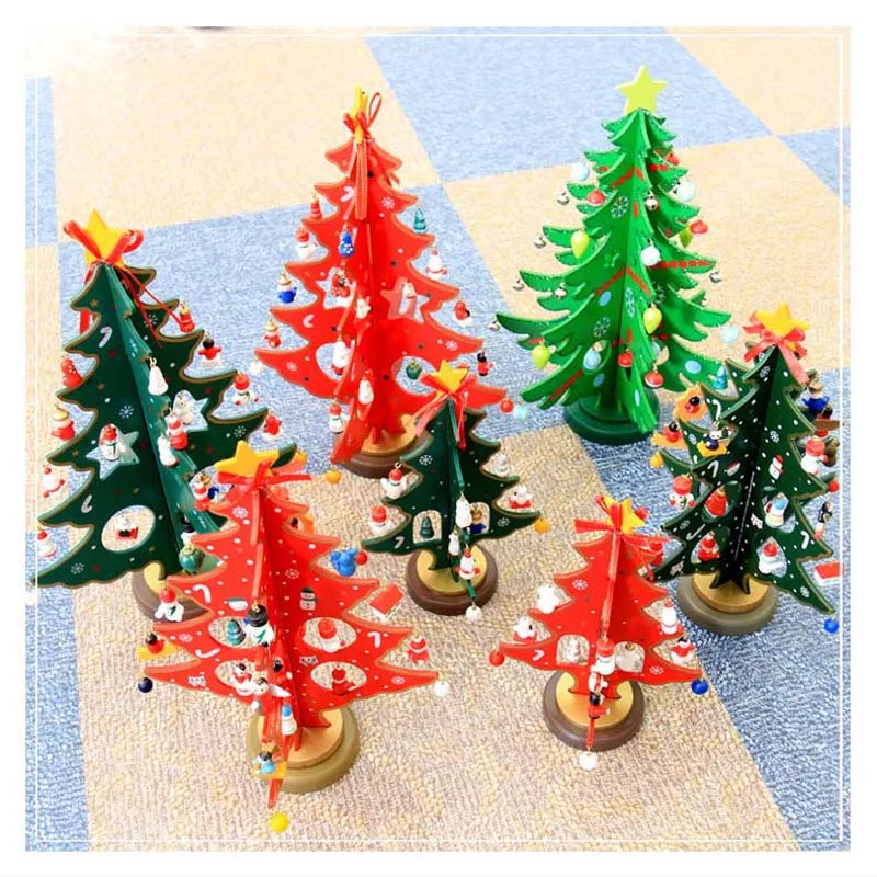 

Mini Wooden Christmas Tree Creative Double-layer Christmas Tree Christmas Decoration For Home Table Ornament arbol de Navidad