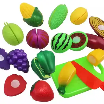 

10 PCs Plastic Cutting Fruits and Vegetables Set Play Food Set for Pretend Play Educational Puzzle Learning Plastic Toy Satety