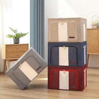 

Folding Storage Box Oxford Cloth Steel Frame Box Quilt Toys Clothing Sorting Storage Box Large Capacity Storage Box