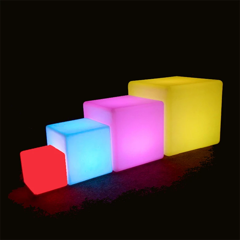 

RGB Rechargeable Led illuminated Furniture Remote Control Outdoor Led Cube Chair Bar KTV Pub Plastic Tables lighting AC80-265V