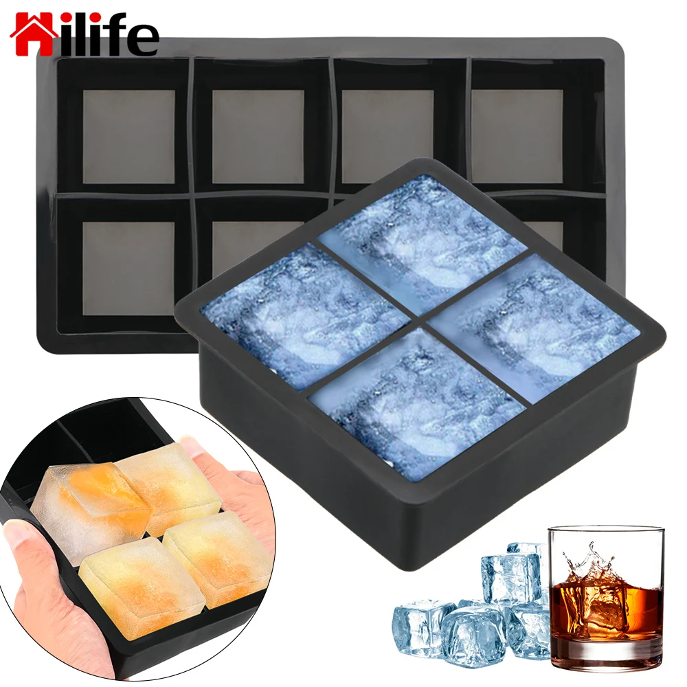 Silicone Square 10-Cavity Large Ice Cube Tray Maker Mold Mould Tray Jelly Tool 