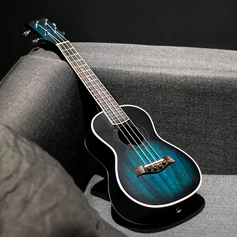 Andrew Ukulele Concert Ukulele 23 Inch 4 Strings Guitar Hawaiian Mahogany Blue Uke Stringed Instrument
