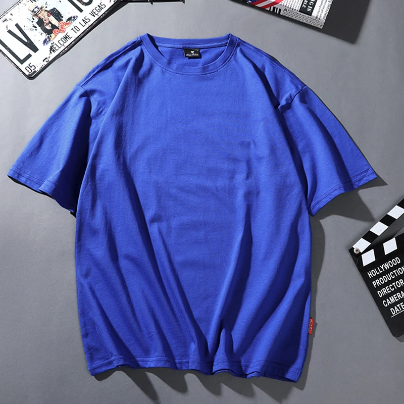

Summer short sleeved casual loose five - minute sleeve blouse plain color trend for men and women