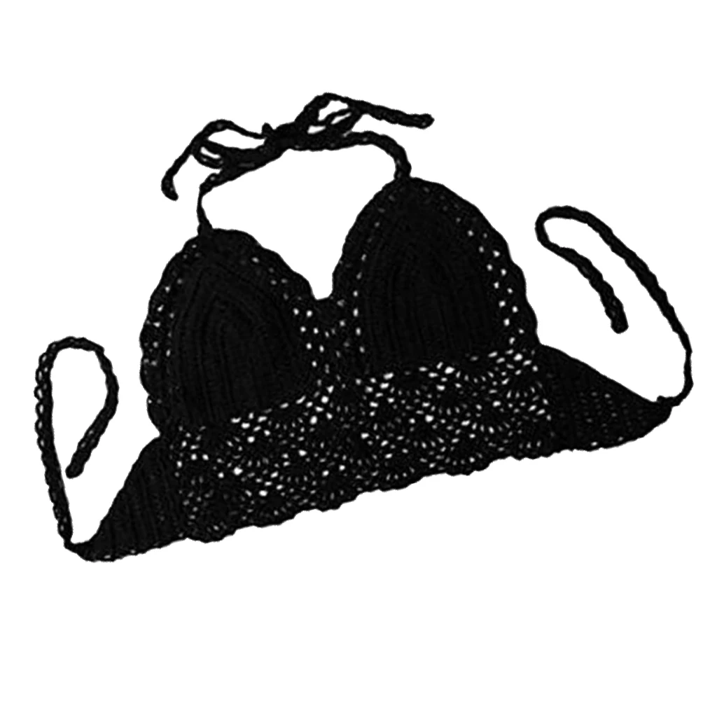 Women's Knit Mesh Crochet Hollow Bikini Cover Up Bar Tops Bathing Swimwear Bikini Swimsuit for Women