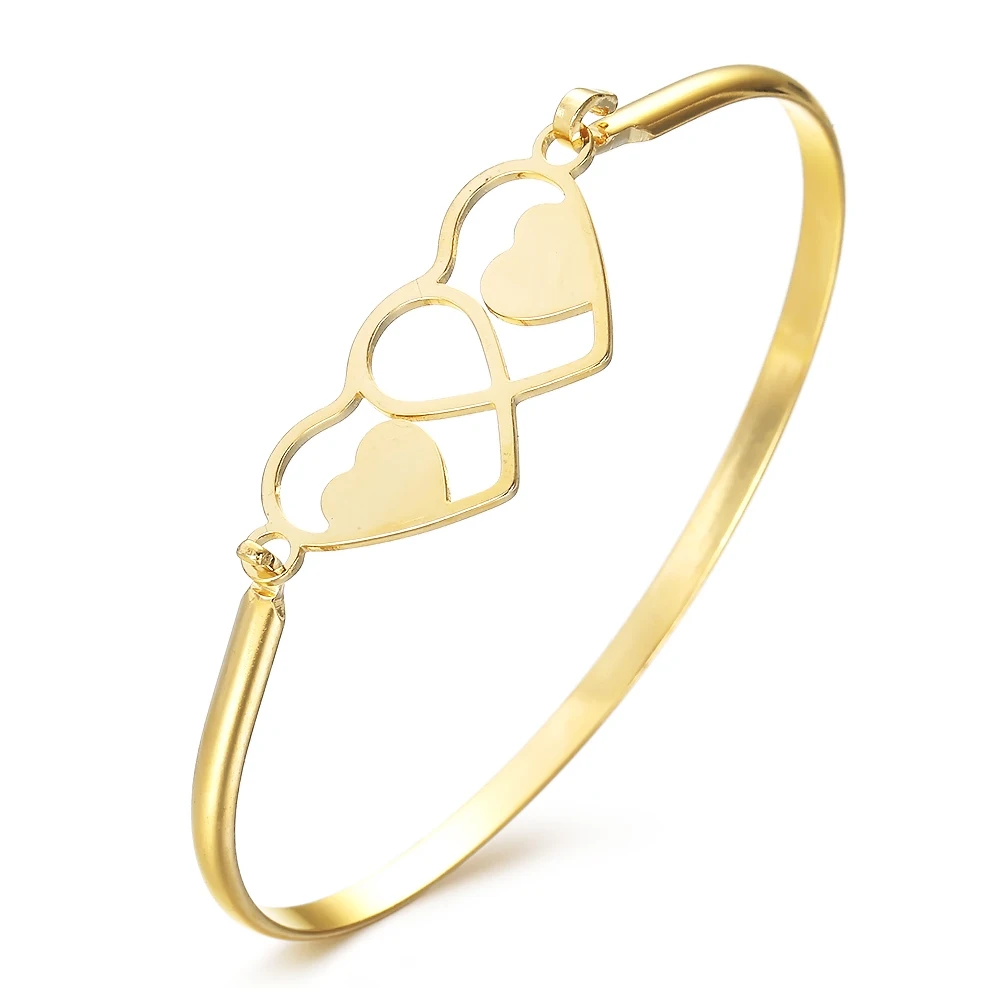 Bangle bracelet 4 6,3 см, браслет с амулетами вечной любви, ретро ювелирное изделие, Золотой шарм в форме сердца, нержавеющая сталь, мужской и женский браслет, свадебные ювелирные изделия - Окраска металла: Bangle bracelet 4