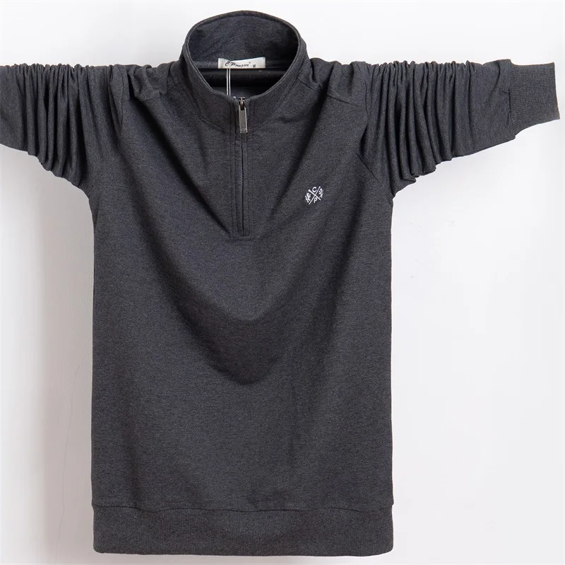 Большие размеры 4XL 5XL 6XL Высокое качество 95% хлопок чистый цвет Повседневная рубашка поло с длинными рукавами Мужская темно-синяя зеленая Черная мягкая мужская рубашка - Цвет: 8868  Dark Grey