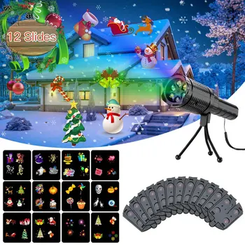 

LED12 picture flashlight projection lamp USB charging Christmas ball party light card film light Halloween animation light