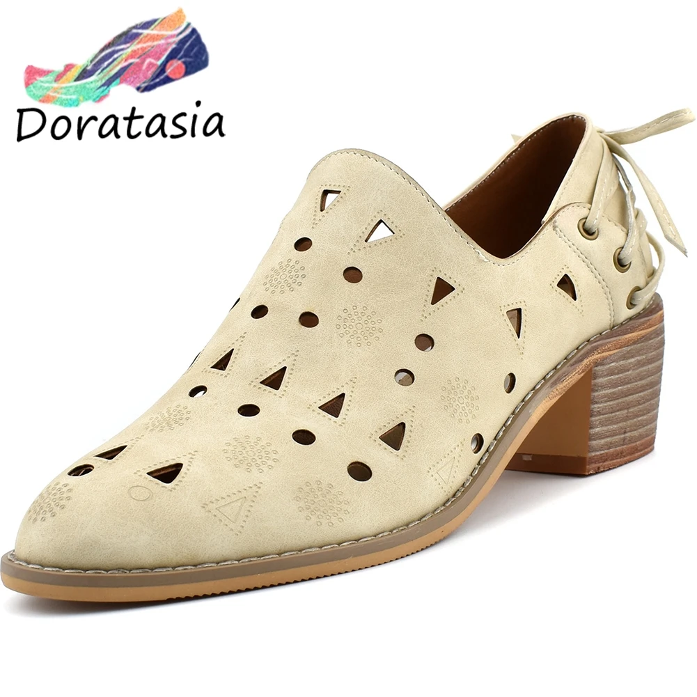

RIBETRINI New Arrival Girl Office Fashion Hollow Pumps Spring Summer Breathable Pumps Women 2020 High Heels Dress Shoes Woman