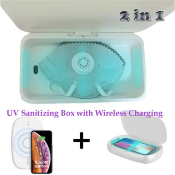 

Multifunctional 2-in-1 UV Sanitizing Box With Wireledd Charging for Mask for Phone Cleaning 10W Wireless Charging Charger