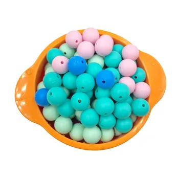

100pcs optional 15mm Silicone round Beads rodent Diy For Necklace Chews Pacifier Chain Clips Beads Soft Texture Silicone
