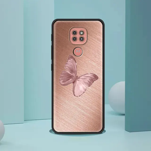 Black Case For Moto One Fusion G9 G8 Play Plus G10 Power G30 E6s One Hyper G Stylus Edge G60 G50 Gold Pink Rose Glitter Hearts B02