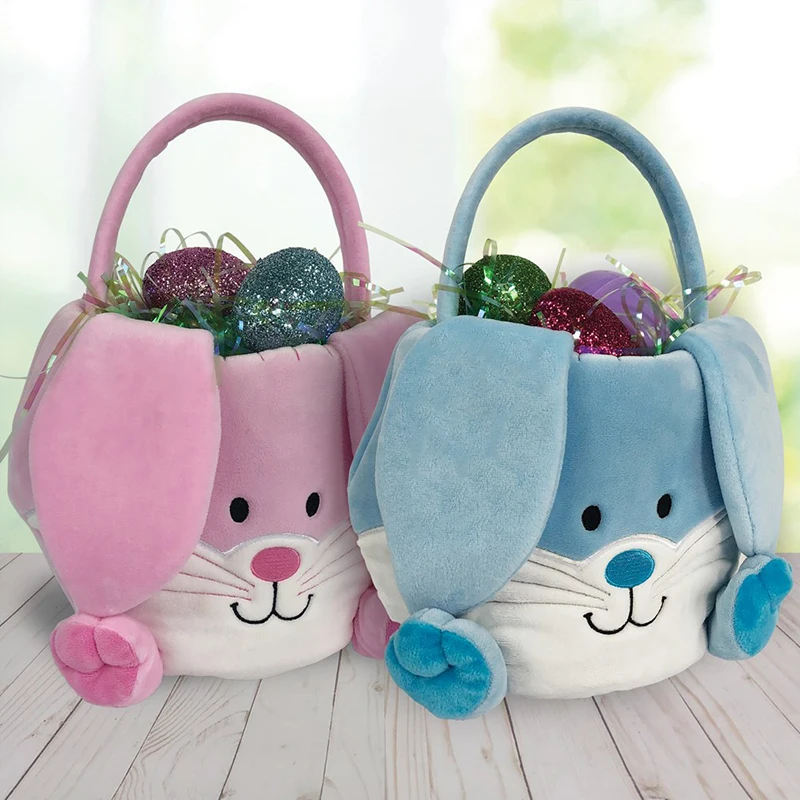 10pcs Easter Bag Bulk Eggs Hunt Bucket for Kid Sequins Bunny Ear Easter