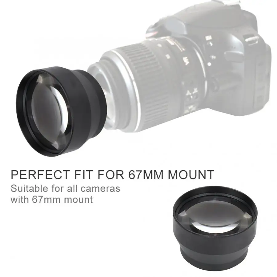 Lente para celular 67 мм 2.2X универсальный металлический Телеконвертер телеобъектив DSLR камера s аксессуар камеры аксессуары