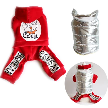 

Red Black Colors Overalls For Dogs Warm Winter Four Legs Pet Clothing Waterproof Down Jacket For Small Dogs Cats XS-XL 10A