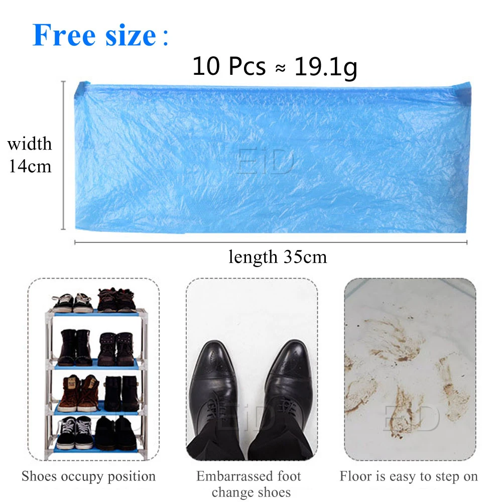 Shoe covers Plastic Waterproof Disposable Shoe Covers Rainy Day Carpet Floor Protector Thick Cleaning Blue Overshoes Protector