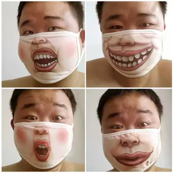 

3D Funny Face Mask Expression Cotton Mouth Mask Health Cycling Respirator 2020 Anti-pollution Running Mask Filter maske maska