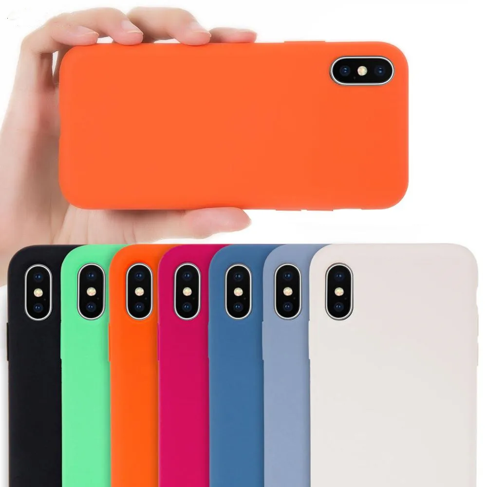 

2019 Fashion Silicone Solid Color Simple LOGO Case for iPhone 7 8 Plus Back Case for Apple iPhone X Xs Max XR 5 5S SE 6 6S