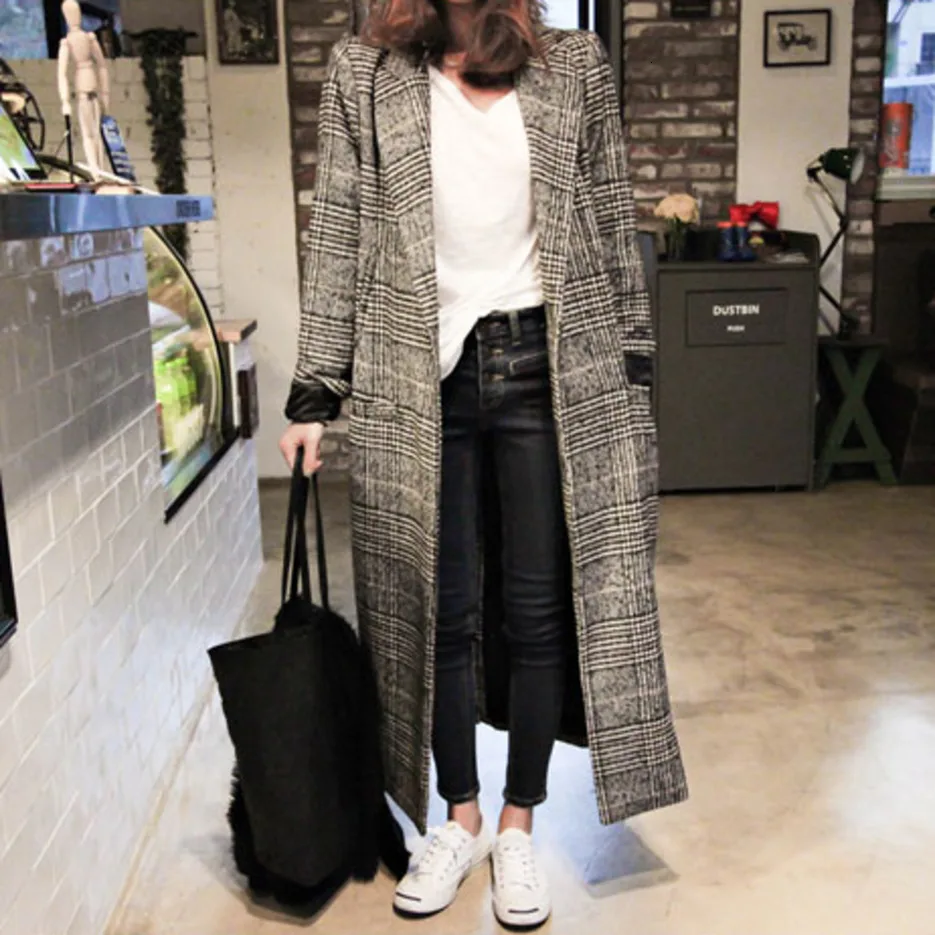 Maxmara Шерстяное пальто для женщин зима повседневное шерстяное пальто с отложным воротником в полоску на пуговицах с длинным рукавом - Цвет: Maxmara