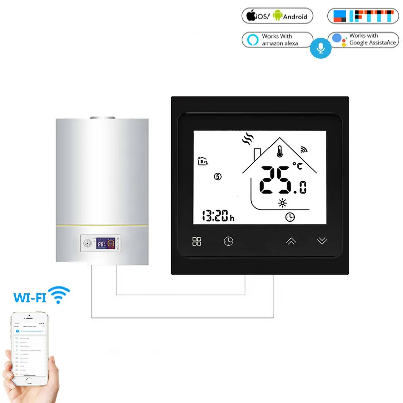 Wi-Fi Smart 3A водяной термостат контроль температуры ler Tuya приложение дистанционное управление для подогрева водяного пола работа с Google Home