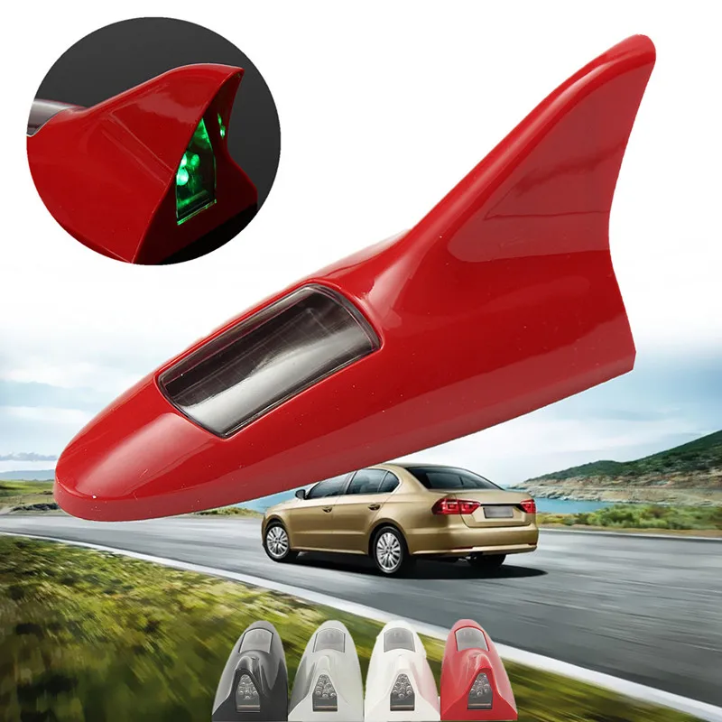 

1 Pc 8 Leds Signal Antenna Solar Shark Fin Car Roof Light Sensor Decoration Lithium Battery Flashing Lamps For Car Accessories