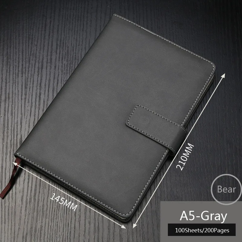 Gray Кожаный блокнот для путешествий с пряжкой и логотипом А5 - Цвет: Gray