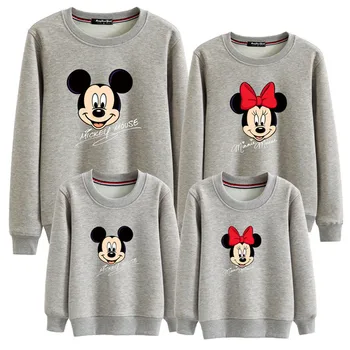 

Family Matching Clothes Mickey Minnie Fleece Mother Daughter Father Son Sweatshirt Family Look T-shirt Mommy And Me Clothes
